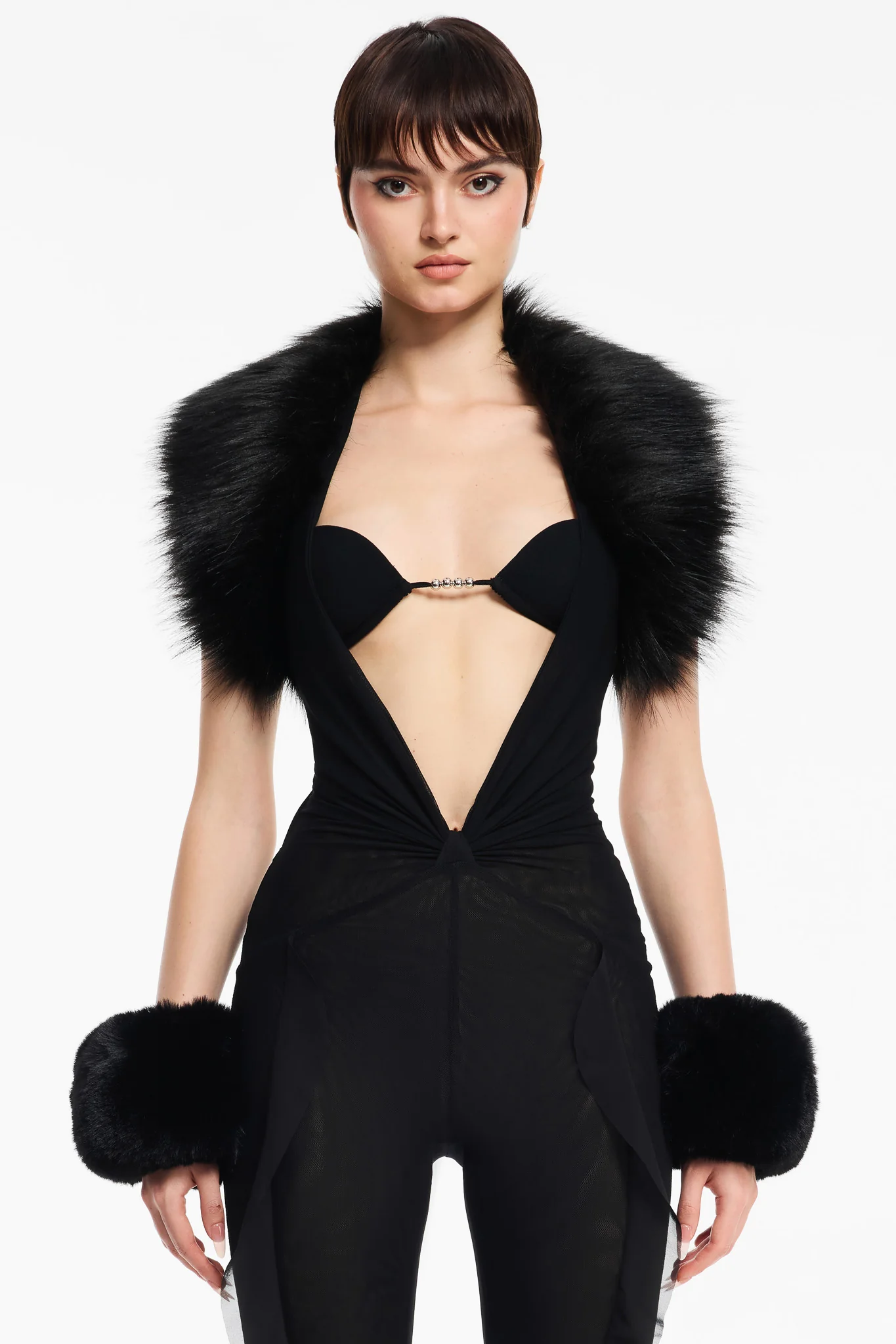 Minkra Faux-Fur Cuffs - Black - Image 4
